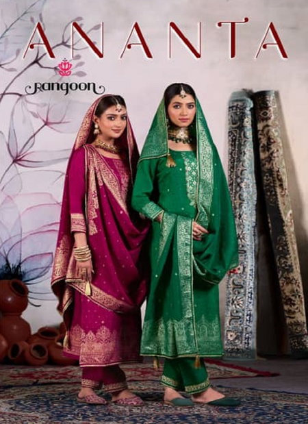 Ananta By Rangoon Dola Jacquard Kurti With Bottom Dupatta Wholesale Market In Surat